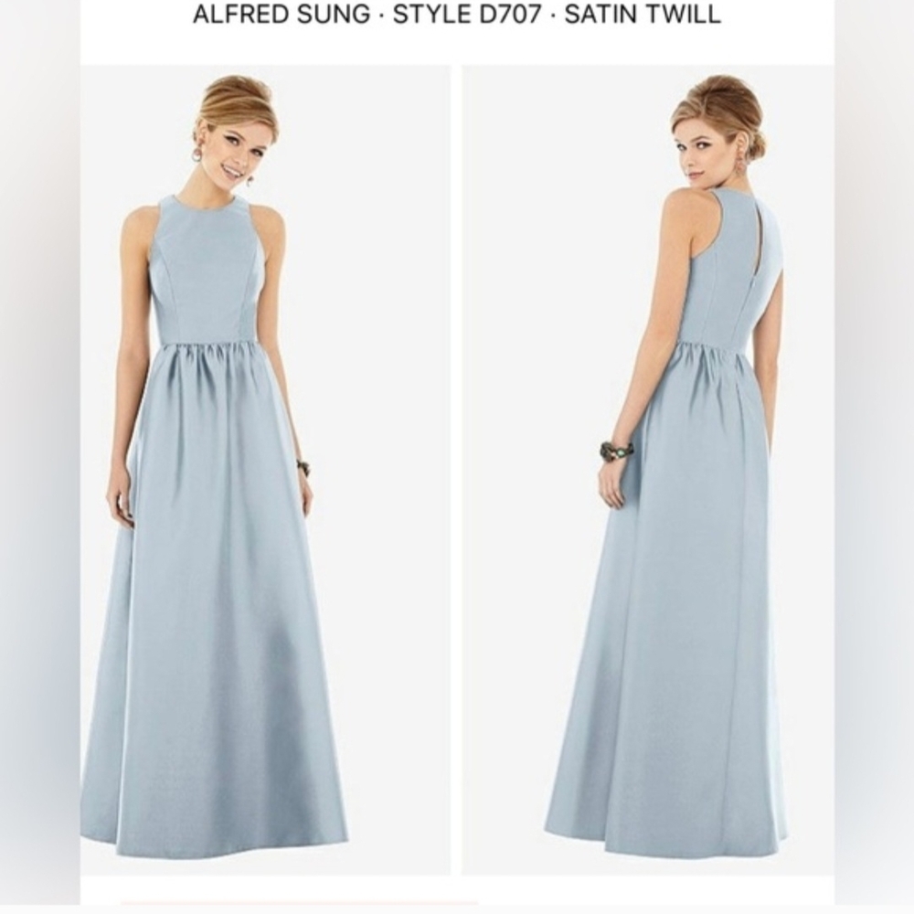 Alfred Sung Light Blue Satin Twill Dress